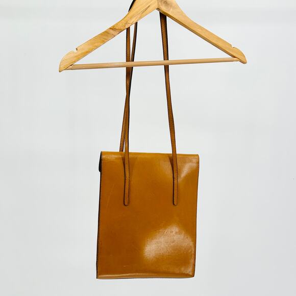 Vintage 90s Fangalitti Caramel Yellow Leather Classic Structured Purse - Picture 5 of 7